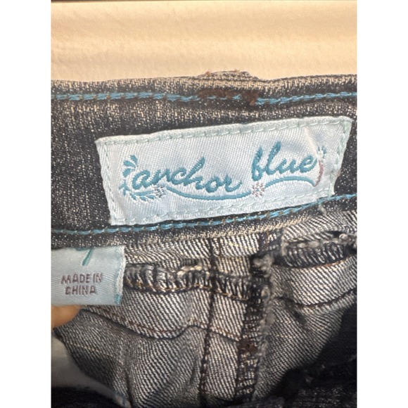 Anchor Blue Mini Skirt Hip Hugger Vintage 90s/Y2k Low Rise, 7 Pockets, Raw Edge - Picture 2 of 5